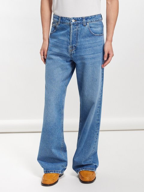 Blue Pixelated wide-leg jeans | LOEWE | MATCHES UK