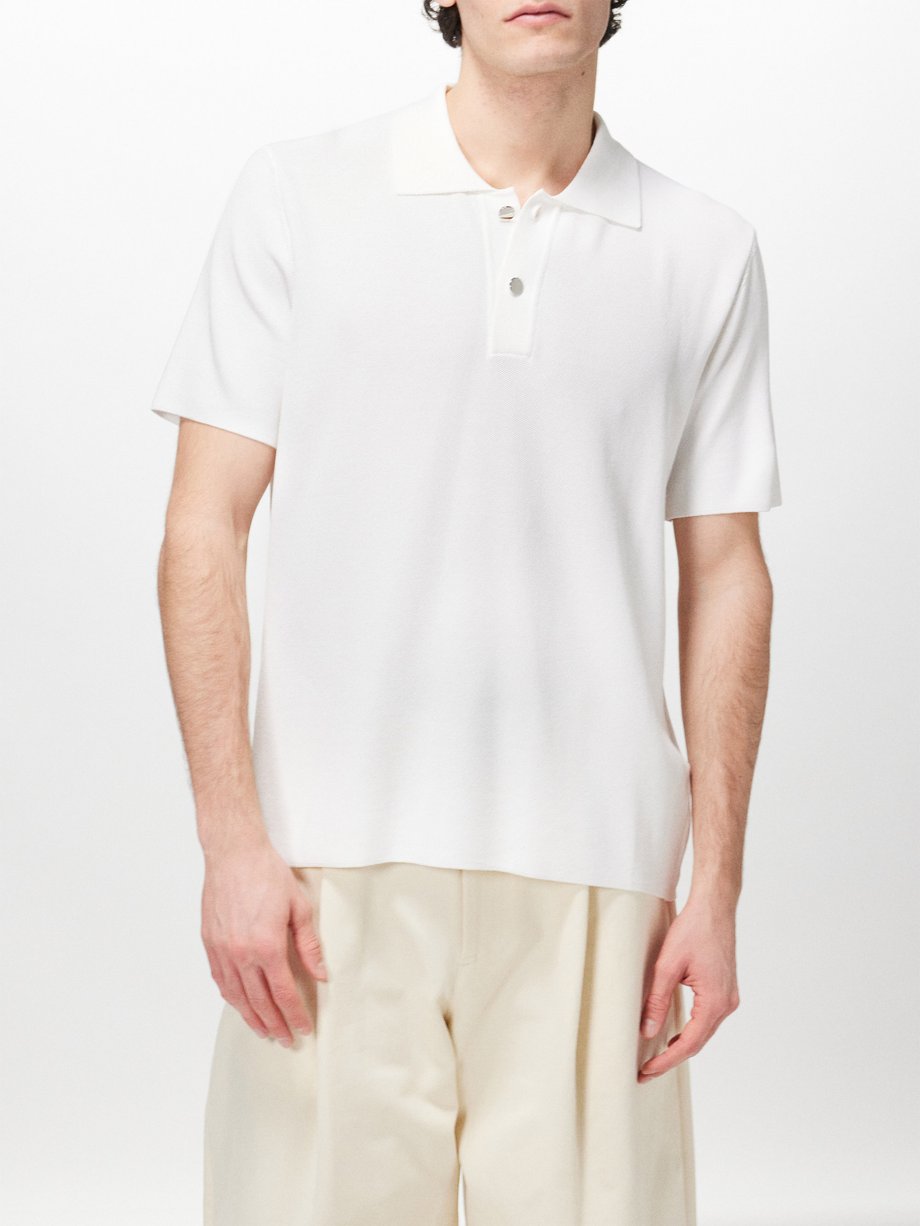 White Logo-jacquard piqué polo shirt | Jacquemus | MATCHES UK