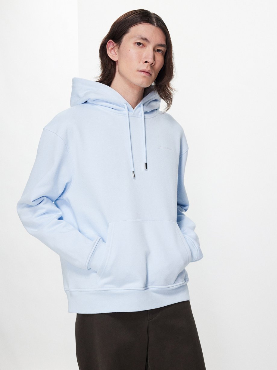 Blue Brode logo-embroidery organic-cotton hoodie, Jacquemus