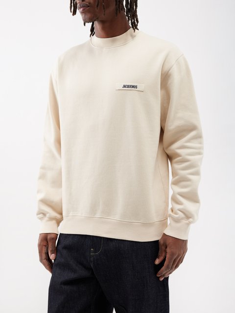 Beige Logo patch cotton-jersey sweatshirt | Jacquemus | MATCHES UK