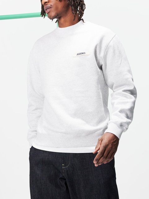 Grey Logo patch cotton-jersey sweatshirt, Jacquemus