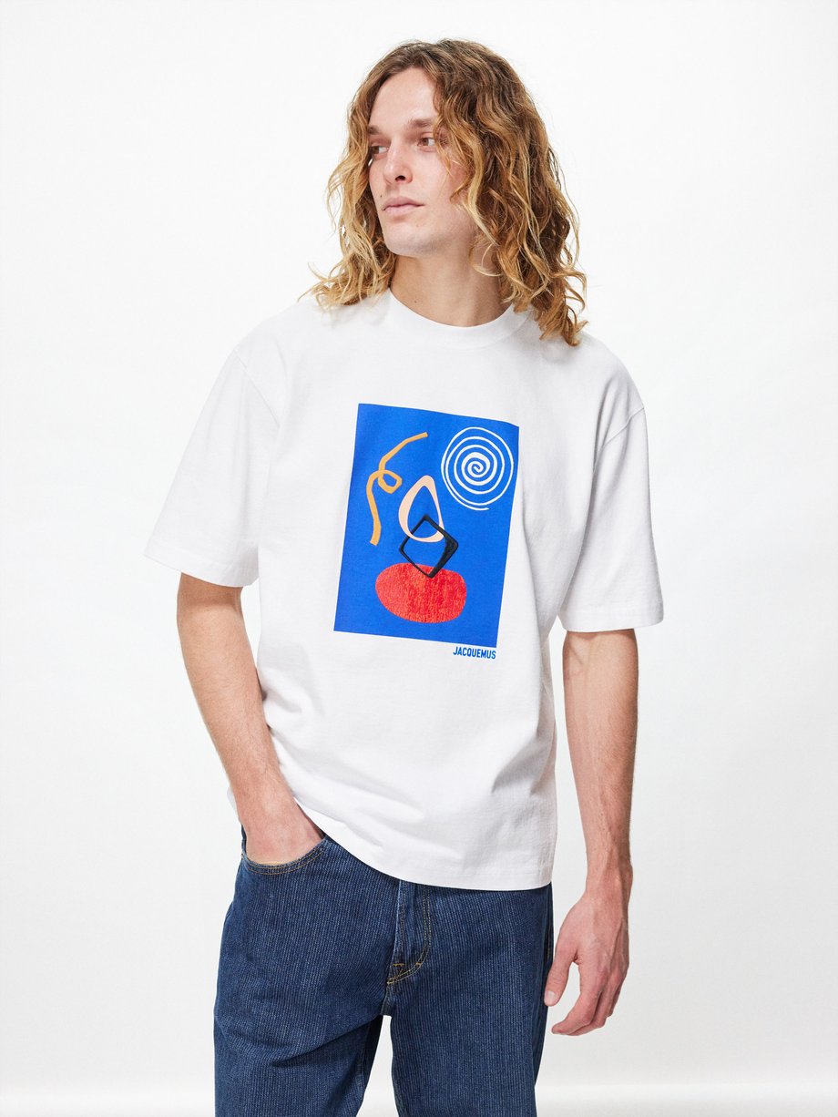 White Cuadro printed cotton-jersey T-shirt | Jacquemus | MATCHES UK