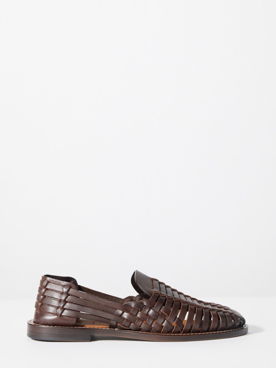 Woven leather loafers