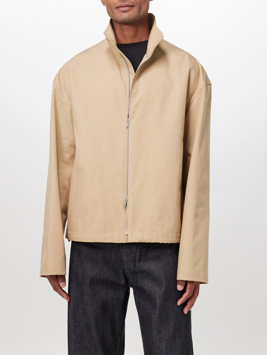 Beige Structured cotton zip-up jacket | Jil Sander | MATCHES UK