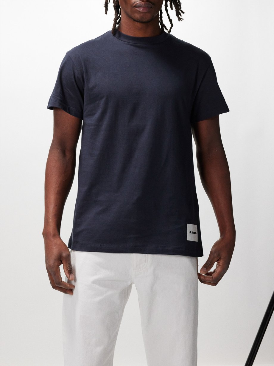 Navy Pack of three logo-patch cotton-jersey T-shirts | Jil Sander ...