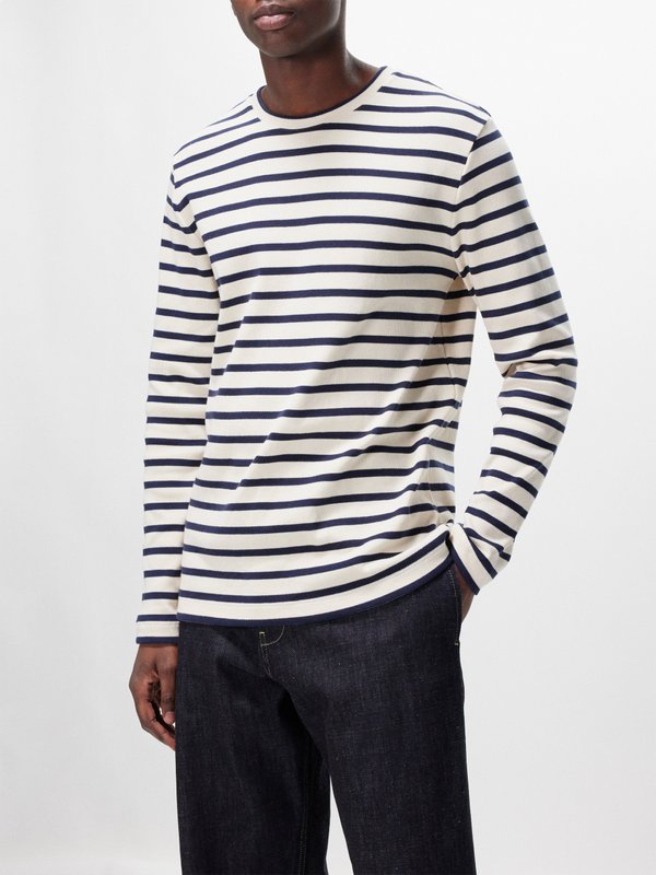 Jil Sander Striped logo-patch cotton T-shirt