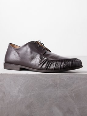 Marsèll Mocassino gathered grained-leather Derby shoes