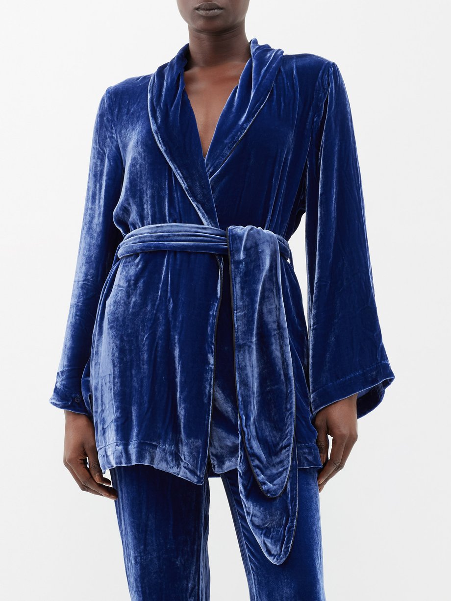 Blue Bon Vivant belted velvet robe, Sleeping with Jacques