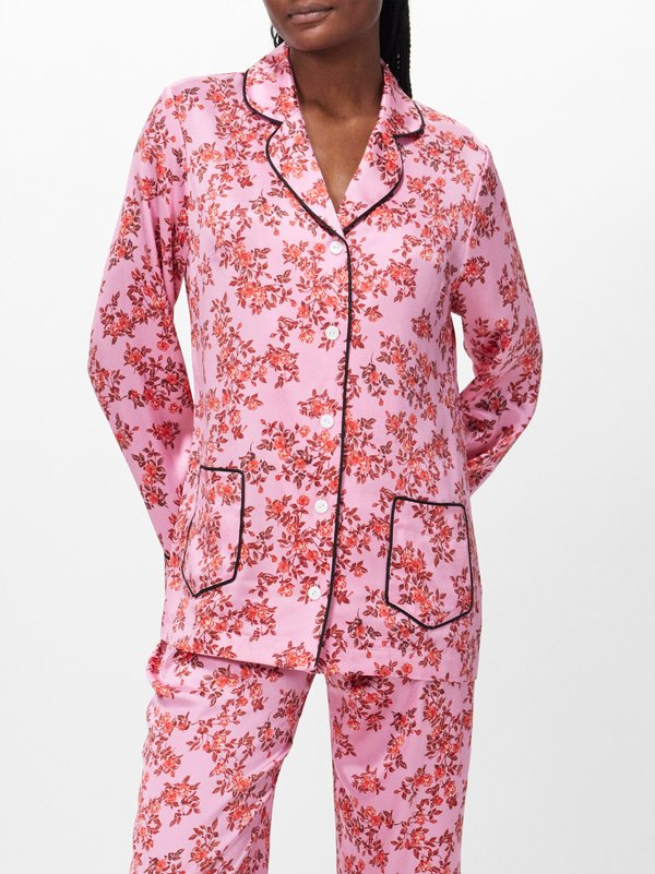 Emilia Wickstead Anya rose-print silk-satin pyjama top