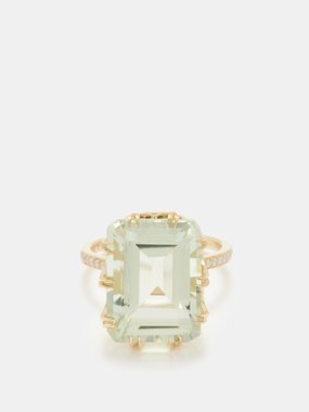 Ileana Makri Crown diamond, prasiolite & 18kt gold ring