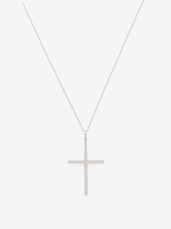 Ileana Makri Cross diamond & 18kt white-gold necklace