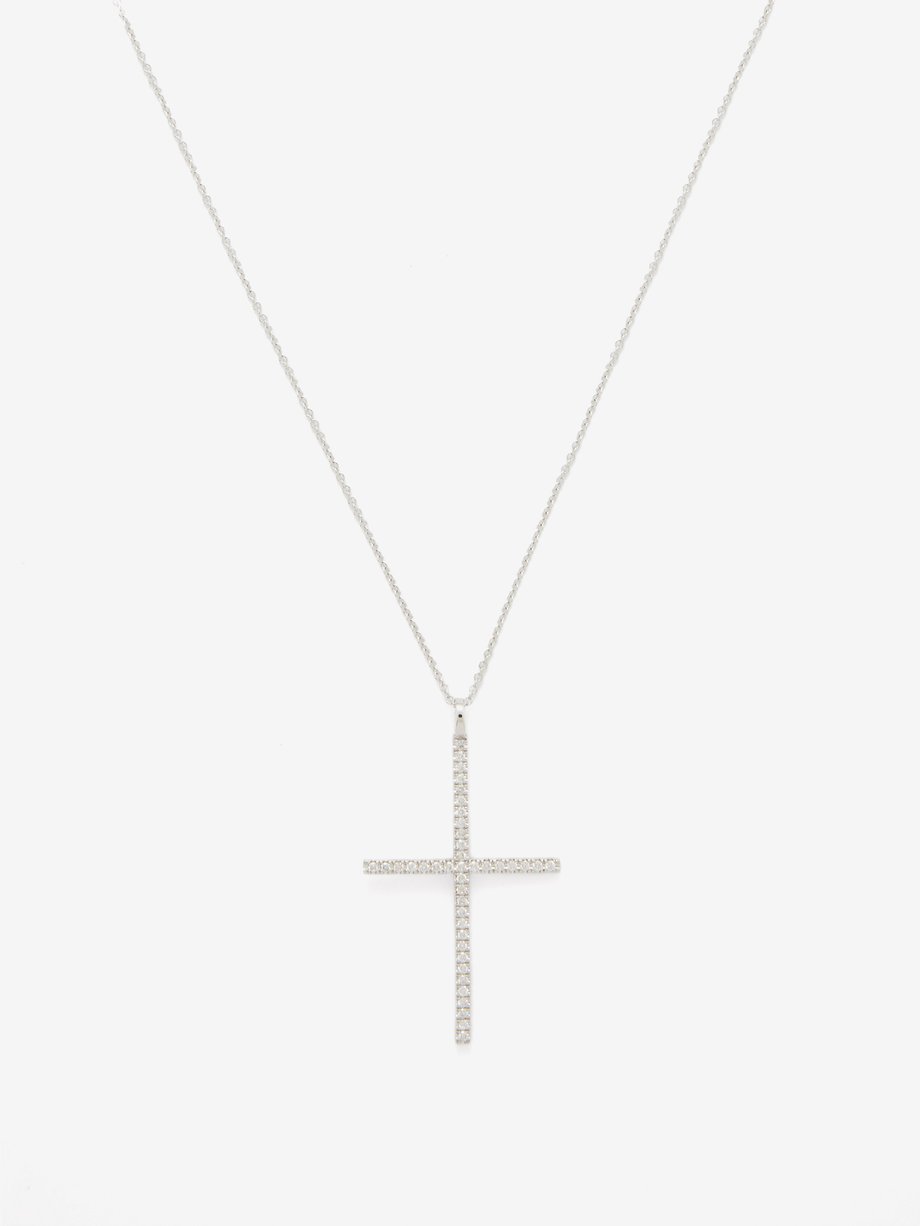Ileana Makri Cross diamond & 18kt white-gold necklace