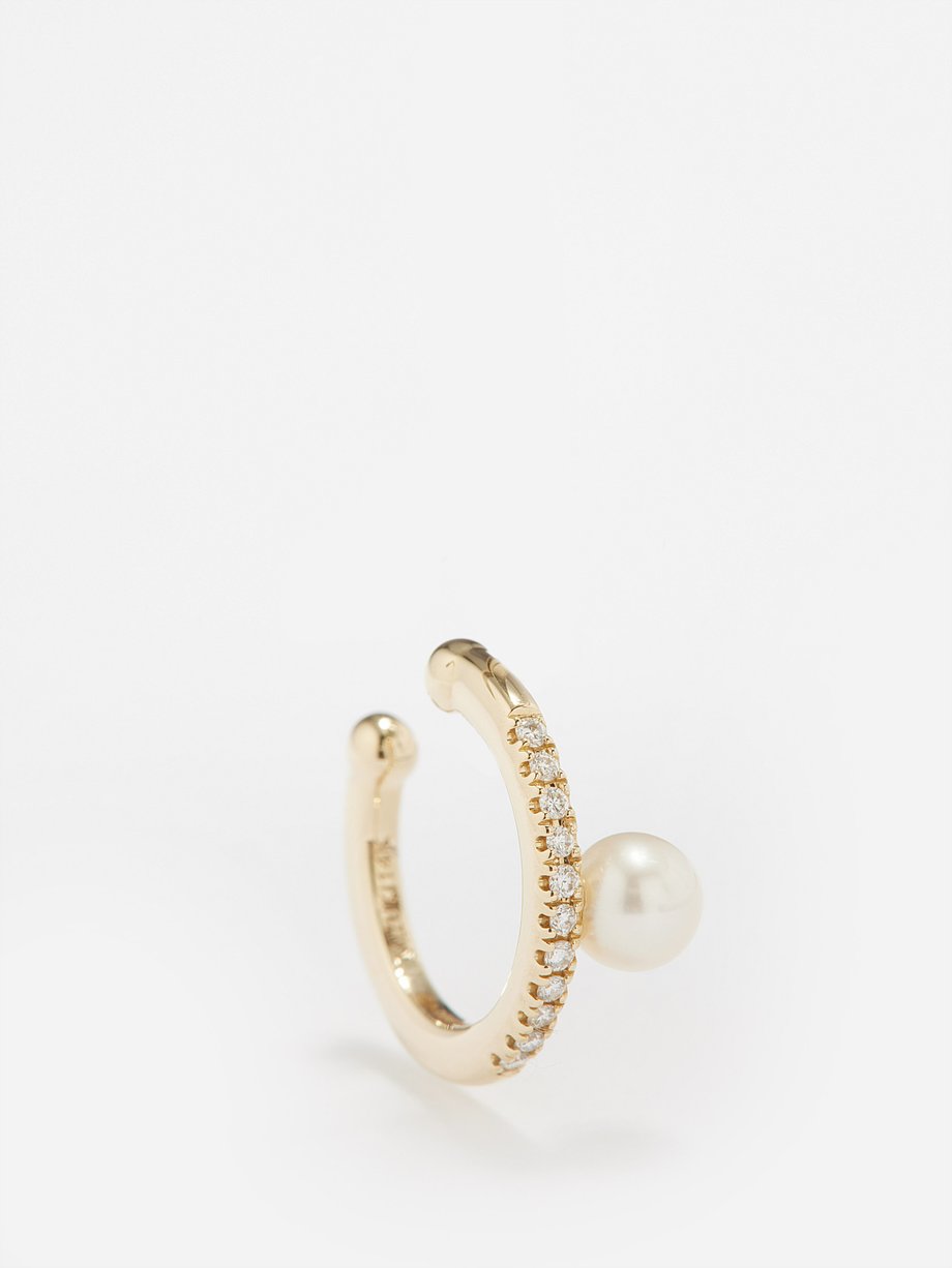 Gold Diamond, pear & 14kt gold ear cuff | Mizuki | MATCHESFASHION US