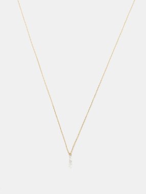Mizuki Single Drop diamond & 14kt gold necklace