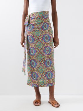 Etro Paisley-print crepe wrap skirt