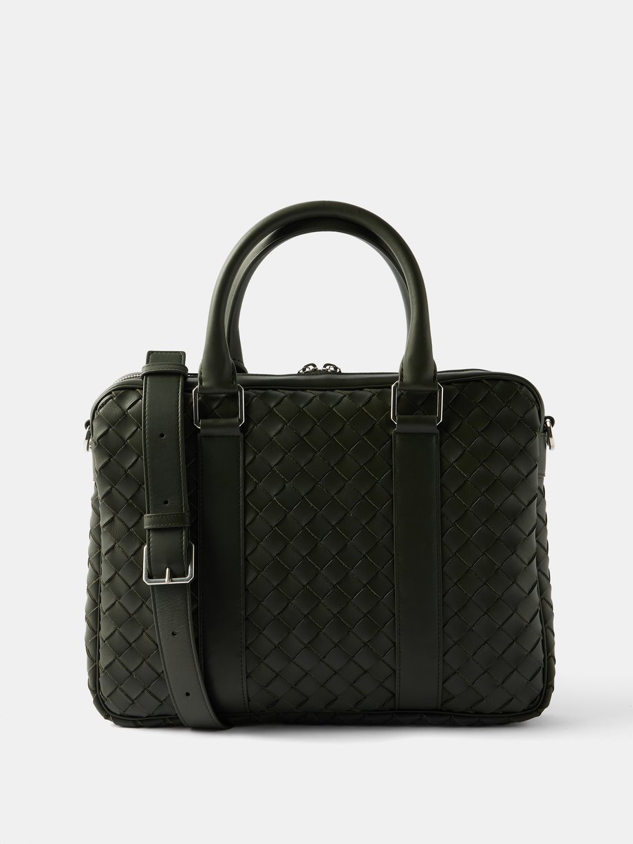 Green Intrecciato-leather cross-body bag | Bottega Veneta ...
