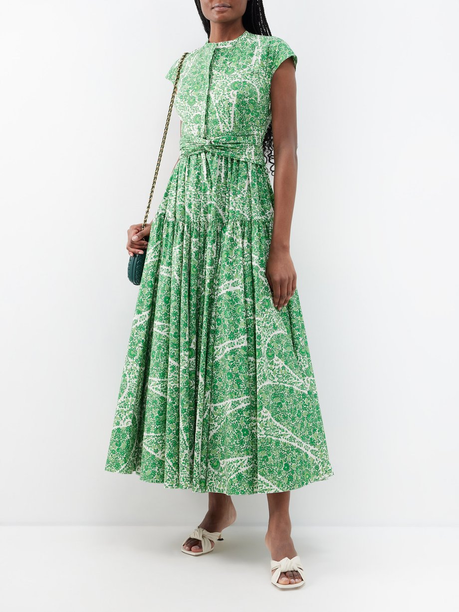 Giambattista Valli Floral-print cap-sleeve cotton-poplin midi dress