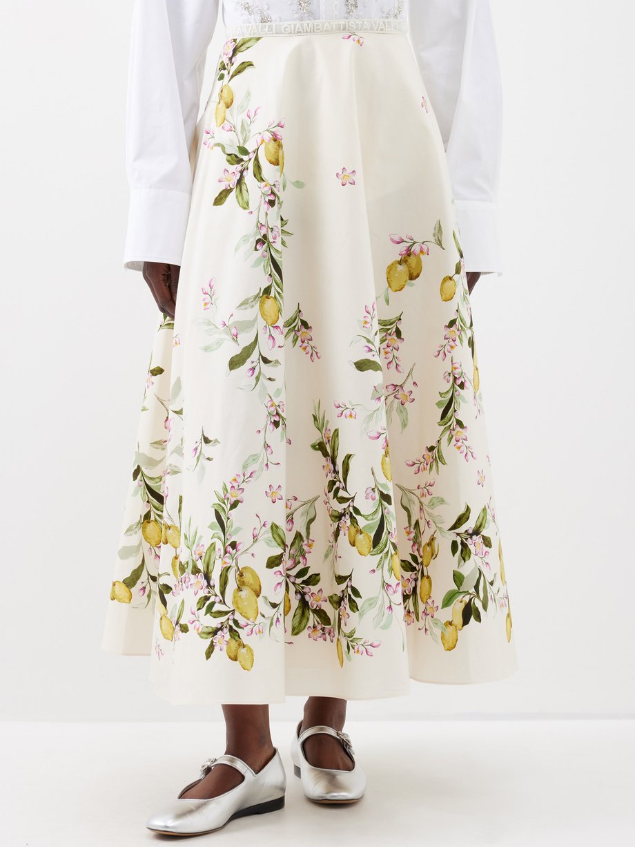 White Saint-Tropez lemon-print cotton skirt | Giambattista Valli ...