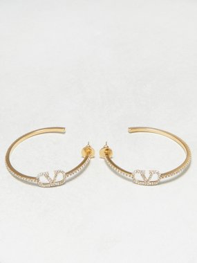 Valentino Garavani V-Logo crystal-embellished hoop earrings