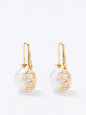 Valentino Garavani V-Logo faux-pearl earrings