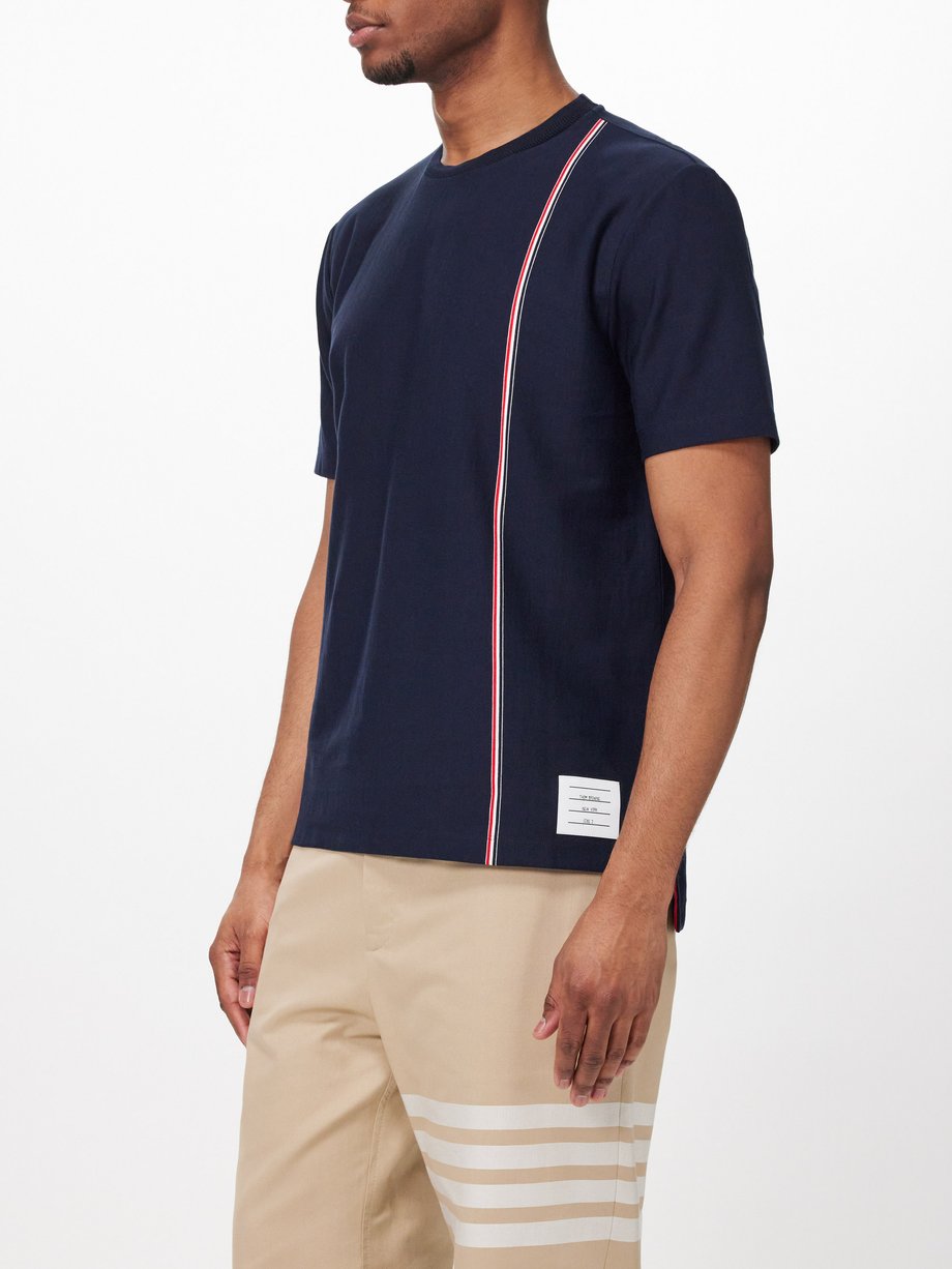 Thom Browne Tricolour-stripe cotton-jersey T-shirt