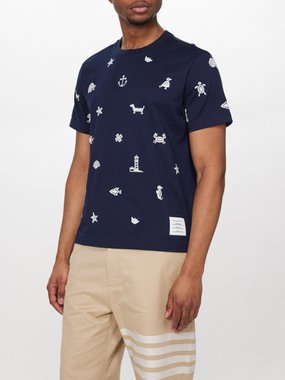 Thom Browne Nautical-embroidered cotton-jersey T-Shirt