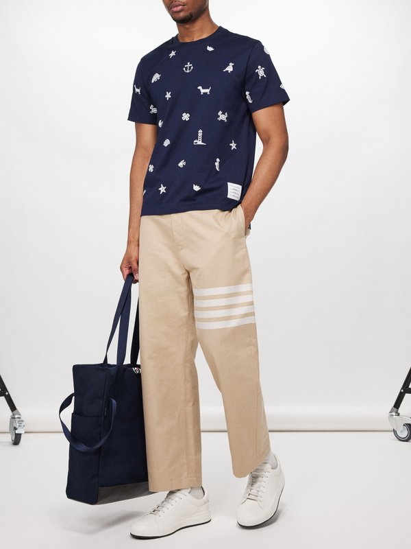 Thom Browne Nautical-embroidered cotton-jersey T-Shirt