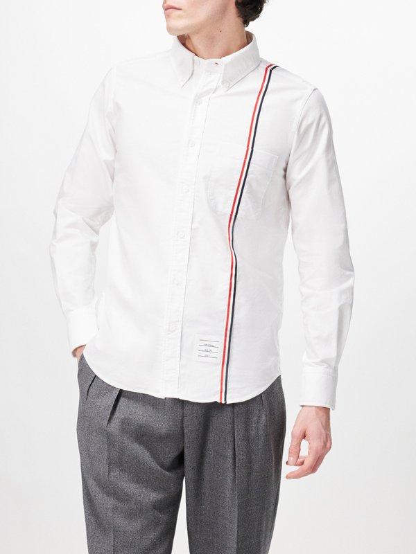 Thom Browne Tricolour appliqué cotton-poplin shirt