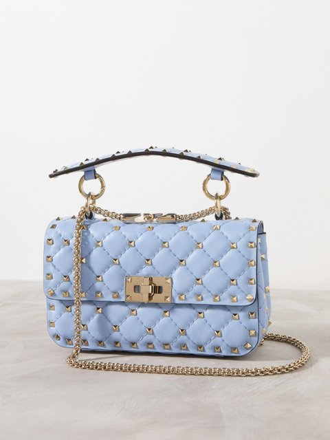 Blue Rockstud small quilted leather shoulder bag Valentino