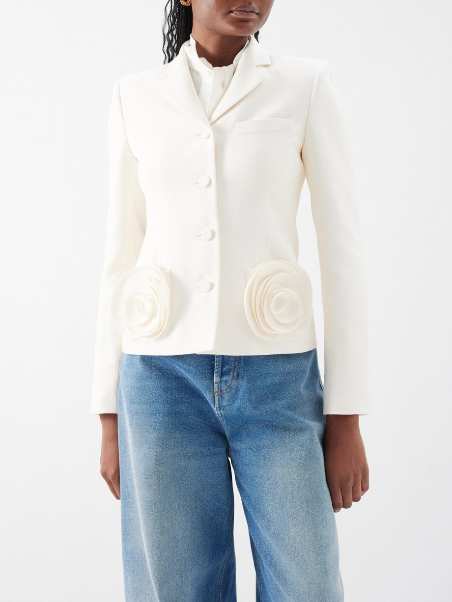 Valentino Garavani Rose-embellished wool-blend crepe jacket
