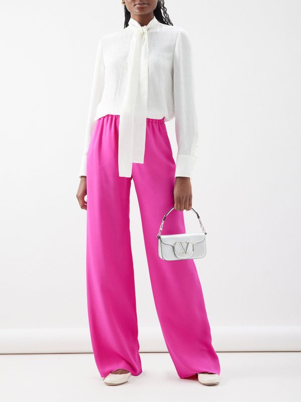 Valentino Garavani Cady Couture silk wide-leg trousers