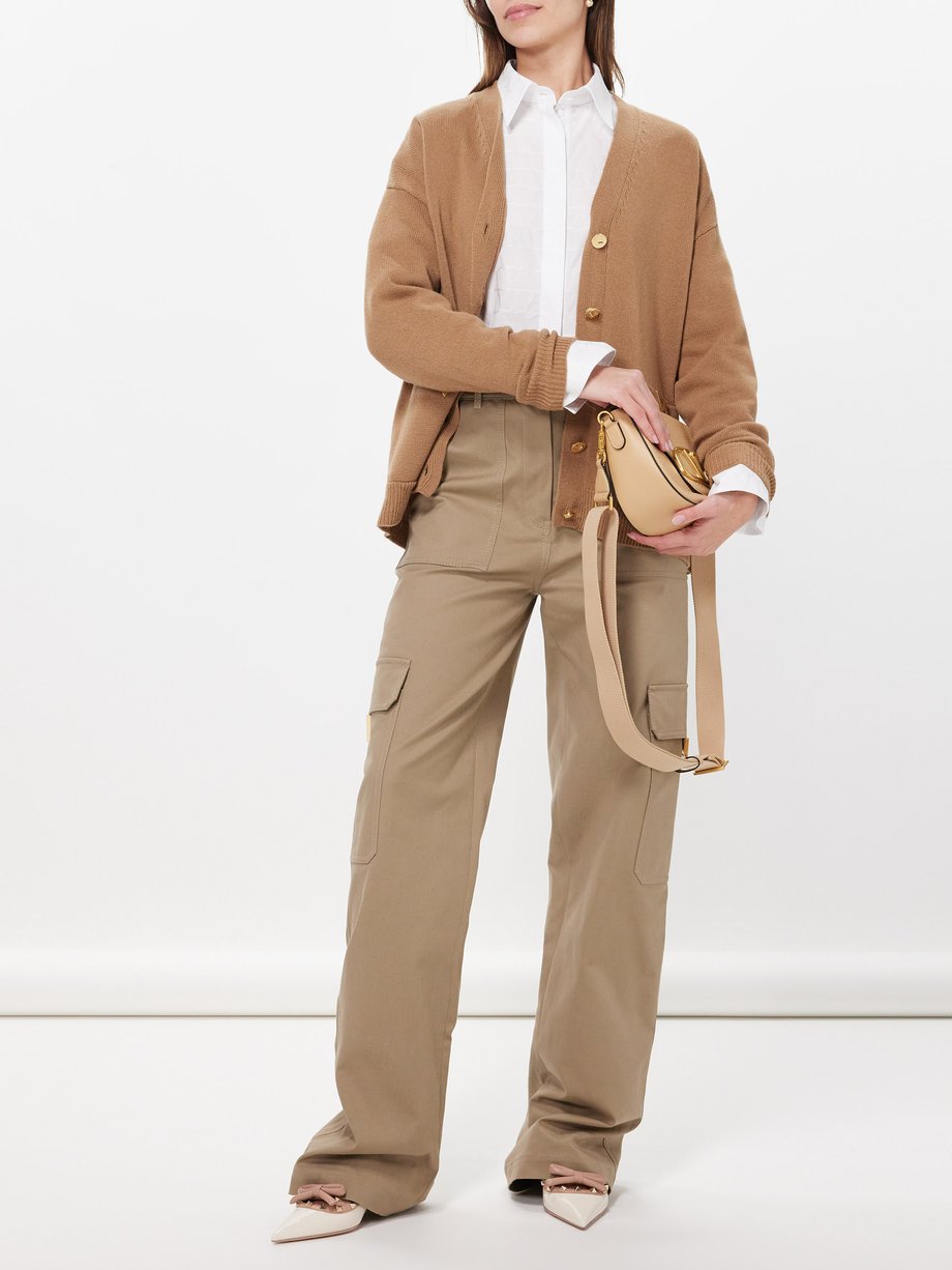 Valentino High-waisted Cargo Trousers In Beige