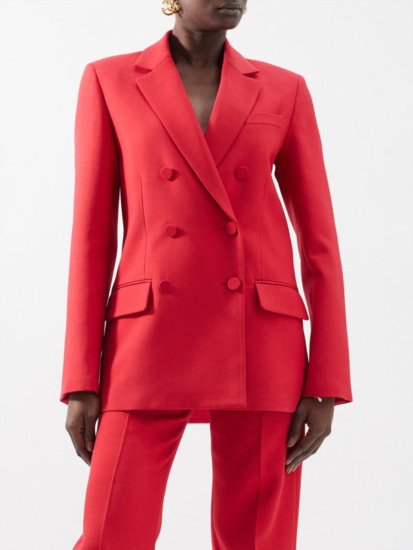 Red Crepe Couture double-breasted wool-blend jacket | Valentino ...