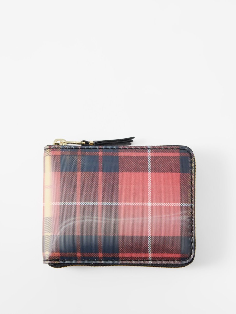 Red Tartan-check leather zip-around wallet | Comme des Garçons 
