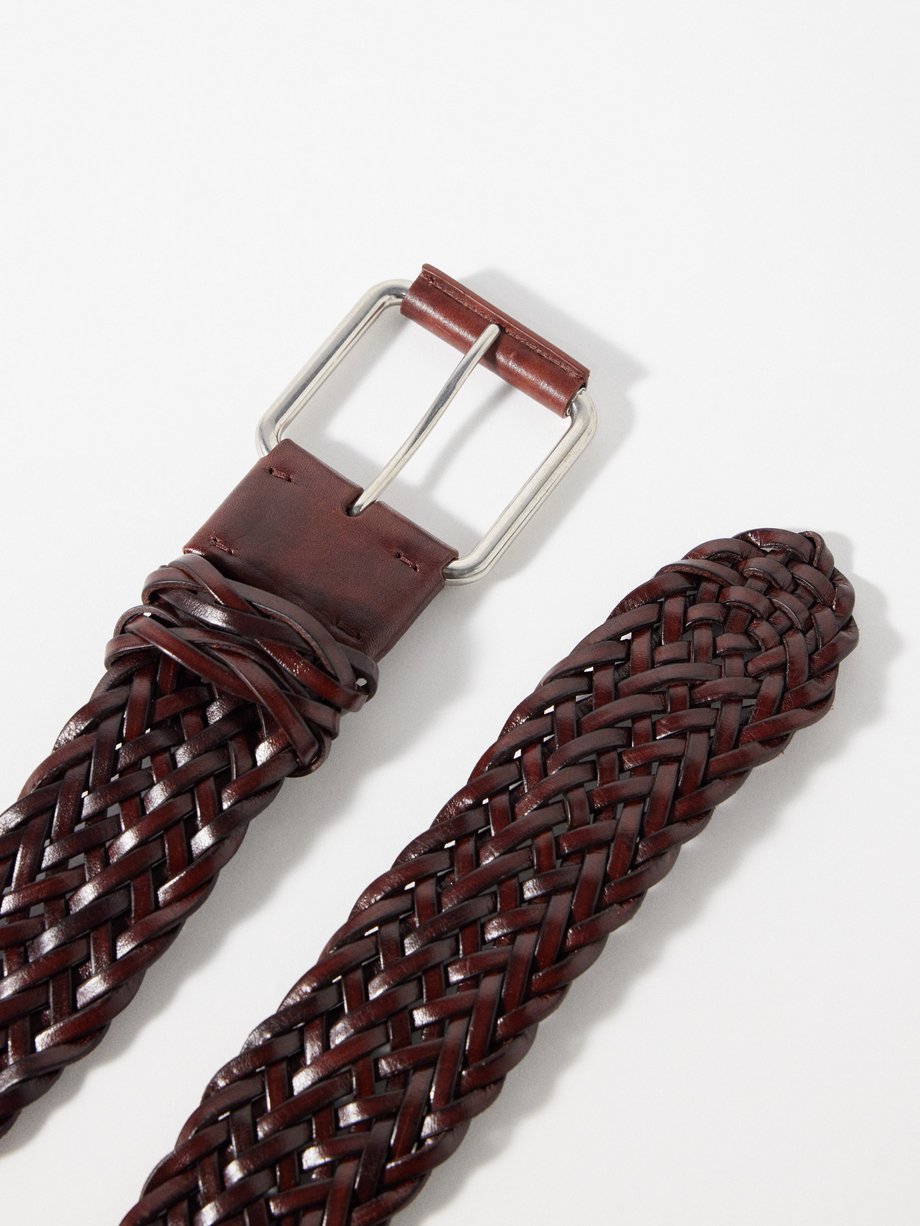 Brown Woven leather belt, The Row