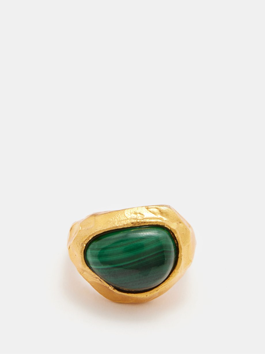 Donna Malachite Gold Ring | Designer Fine Jewelry by Sara Weinstock