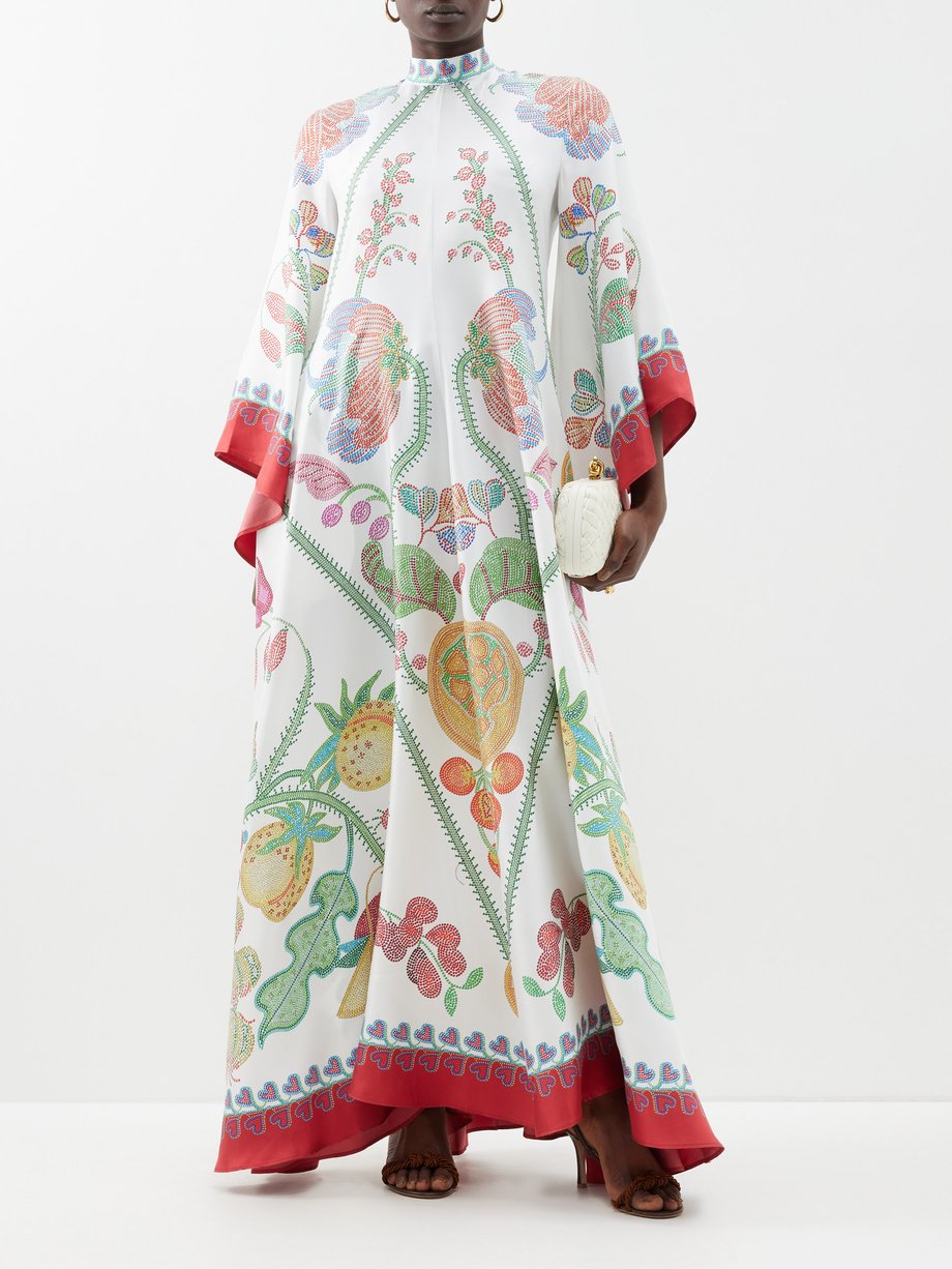 White Magnifico floral-print silk maxi dress | La DoubleJ | MATCHES UK