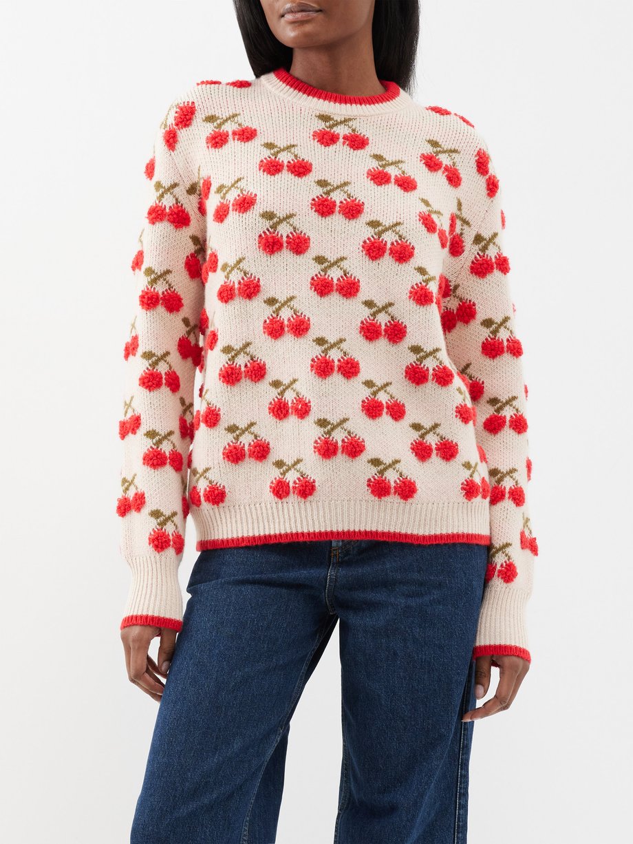 La DoubleJ Cherry-intarsia knitted sweater