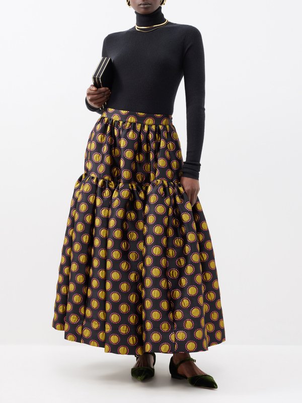 Zipper Back Floral Jacquard Skirt – Famluxy