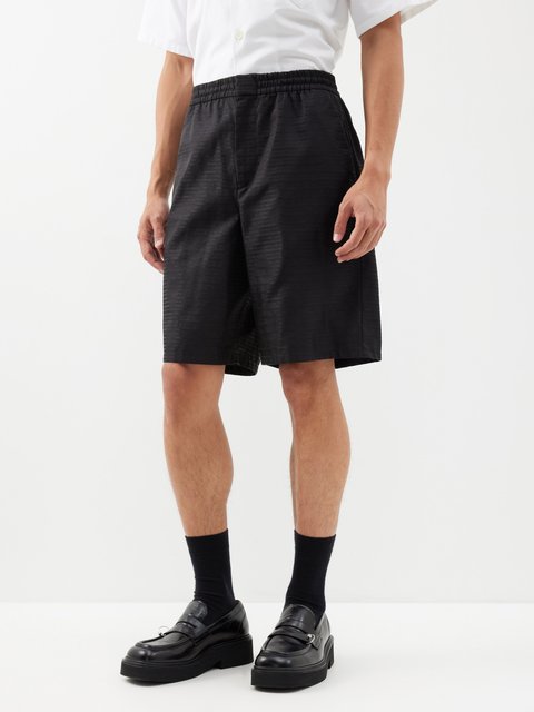 Black Jacquard Re-Nylon Bermuda shorts, Prada