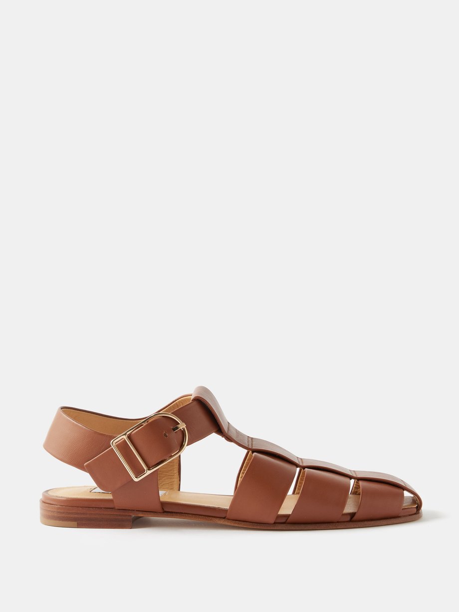 Brown Lynn leather caged sandal | Gabriela Hearst | MATCHES UK