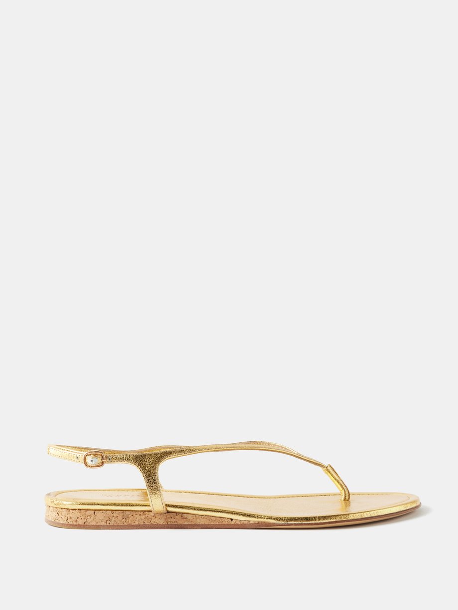 Gold Gia metallic-leather thong sandals | Gabriela Hearst ...