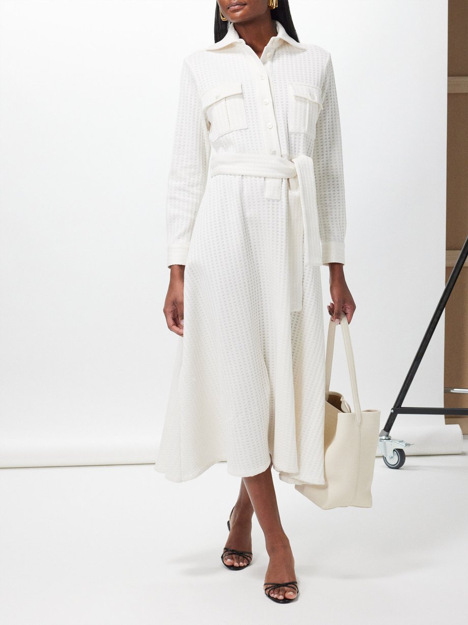 White The Dora cotton-waffle shirt dress | Giuliva Heritage | MATCHES UK