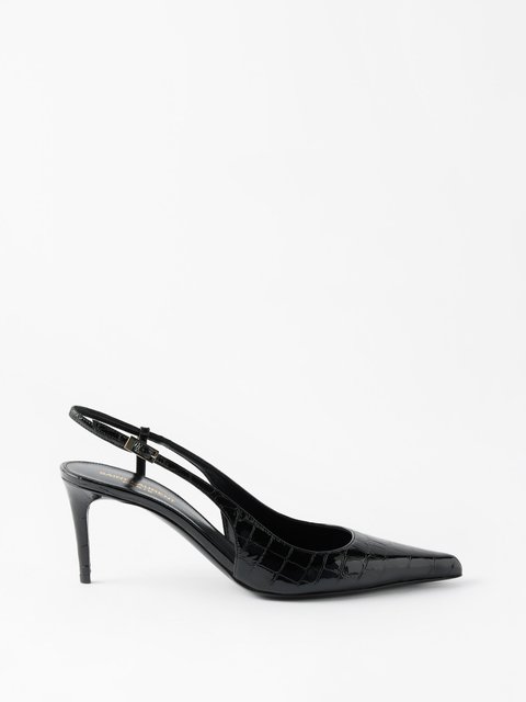 Black Vendome 70 point-toe patent-leather sandals | Saint Laurent