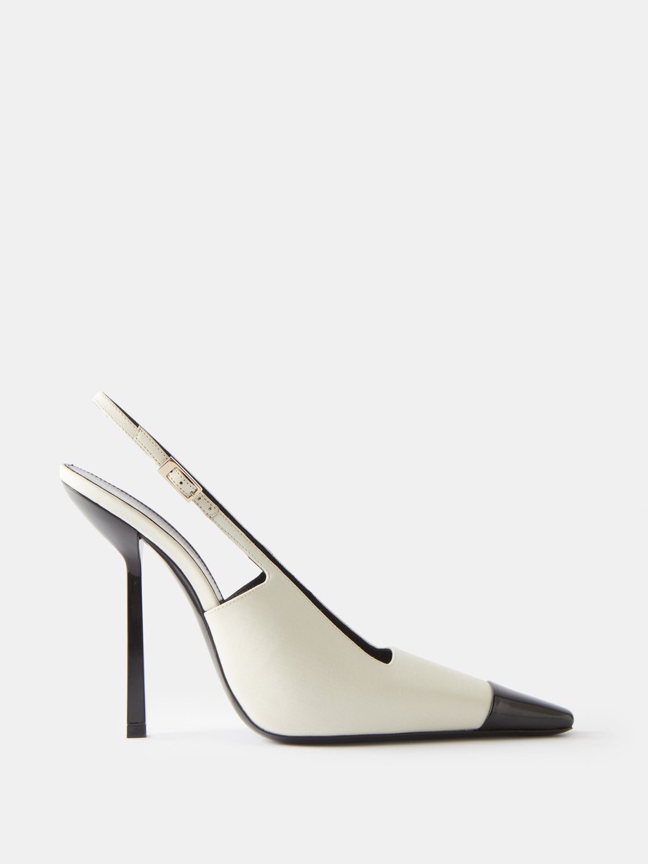 White Ines 115 canvas and leather slingback pumps | Saint Laurent ...