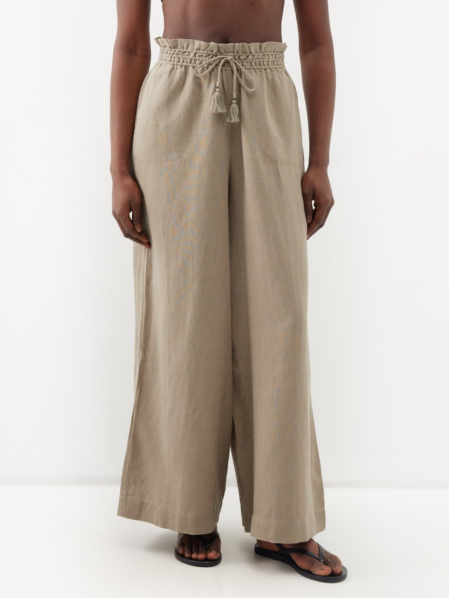Linen Look Paper Bag Waist Trousers | Misspap Ireland