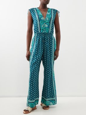 Boteh Elba V-neck paisley-print cotton-blend jumpsuit