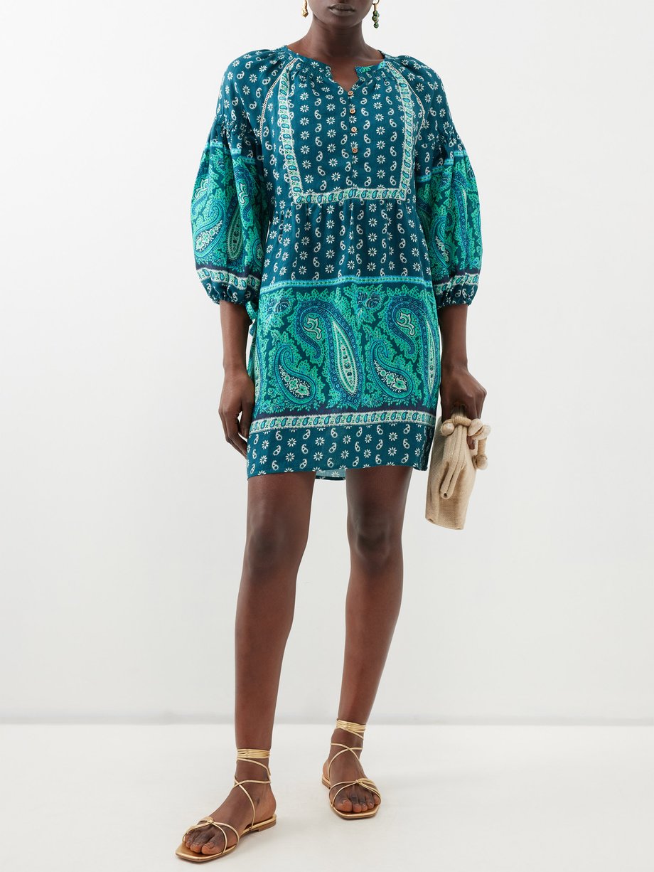 Green Elba paisley-print linen mini dress | Boteh | MATCHES UK