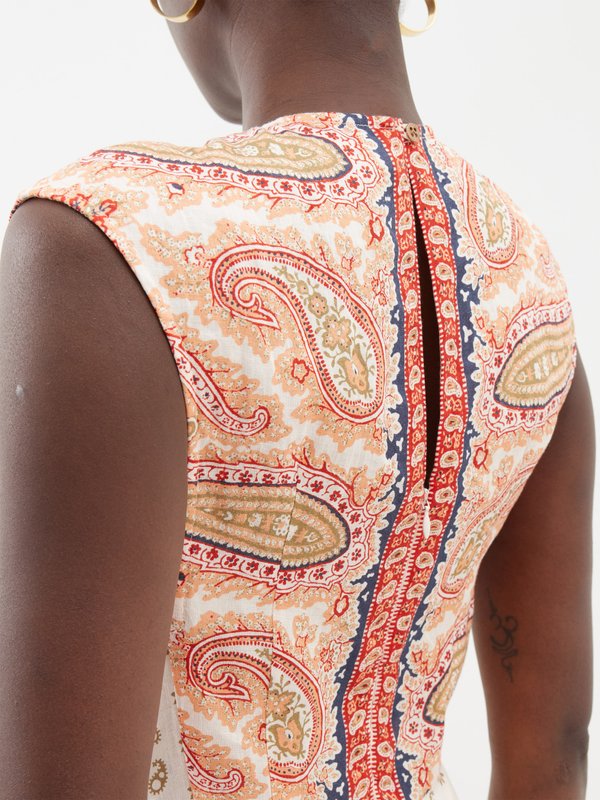 Boteh Cravat patchwork paisley-print linen maxi dress