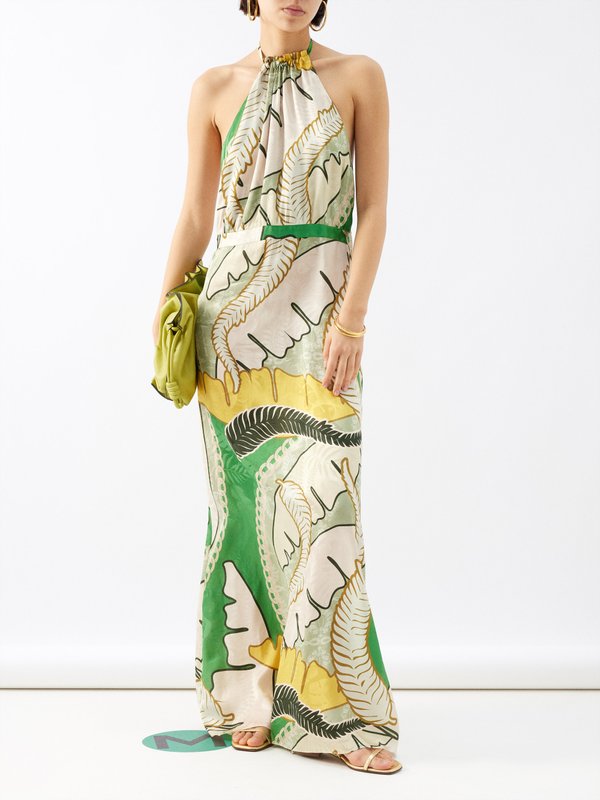 Juan De Dios Magdalena Jungle-print silk-jacquard maxi dress